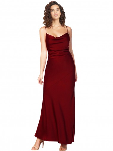 Sleeveless Burgundy Low Back Sheath Cowl Neck Black Tie Evening Gown / Prom Dress / Bridesmaid Dress Maidstone