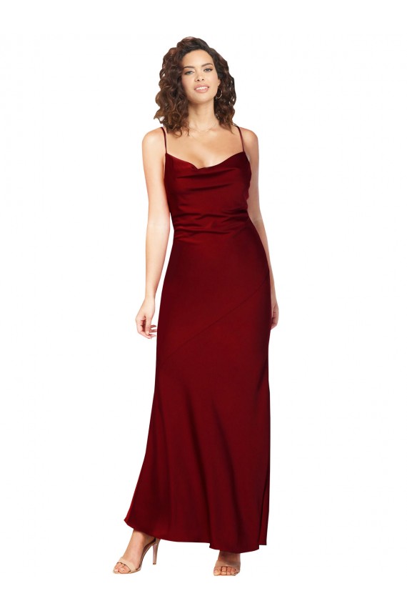 Sleeveless Burgundy Low Back Sheath Cowl Neck Black Tie Evening Gown / Prom Dress / Bridesmaid Dress Maidstone