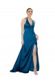 Sleeveless Peacock Blue Open Back A-Line Halter Neck Formal Evening Gown / Prom Dress / Bridesmaid Dress Maidstone