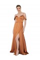 Cold Shoulder Orange Low Back A-Line Spaghetti Straps Formal Evening Gown / Prom Dress / Bridesmaid Dress Maidstone
