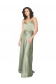 Sleeveless Smoke Green V-Back A-Line V-Neck Formal Evening Gown / Bridesmaid Dress Maidstone