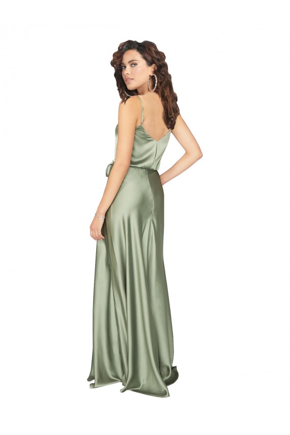 Sleeveless Smoke Green V-Back A-Line V-Neck Formal Evening Gown / Bridesmaid Dress Maidstone