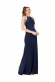 Sleeveless Sapphire Criss Cross Back Sheath High Neck Formal Evening Gown / Prom Dress / Bridesmaid Dress Maidstone