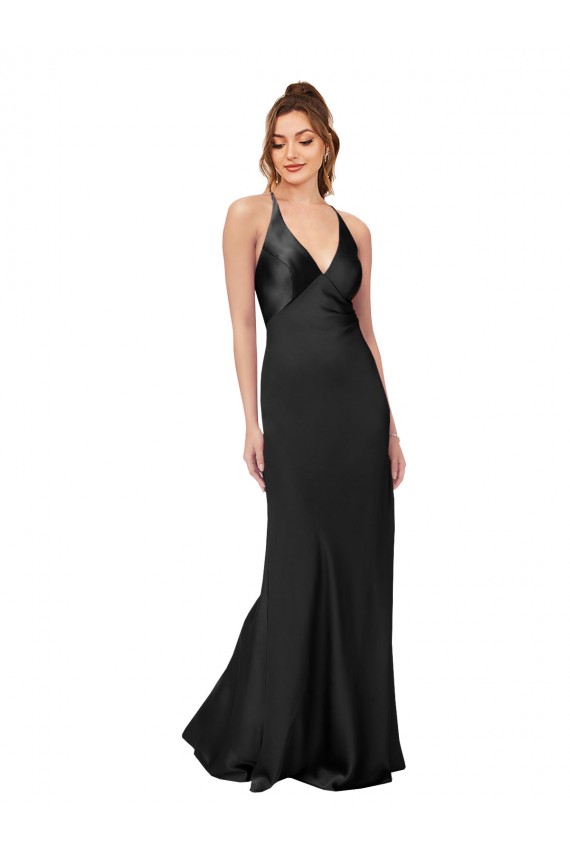 Sleeveless Black Criss Cross Back Sheath V-Neck Black Tie Evening Gown / Prom Dress / Bridesmaid Dress Maidstone