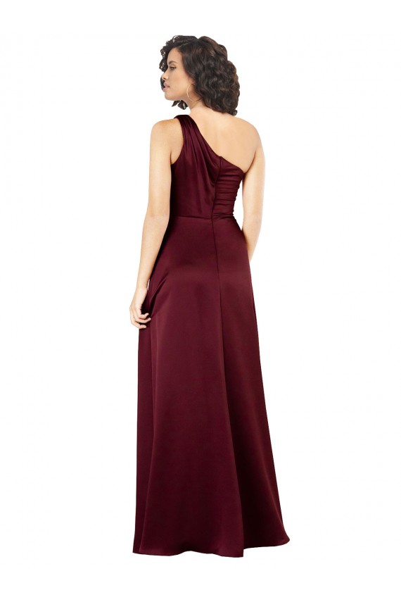 Sleeveless Burgundy A-Line One Shoulder Formal Evening Gown / Prom Dress / Bridesmaid Dress Maidstone
