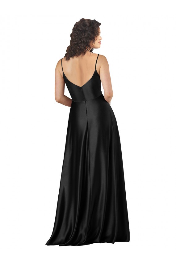 Sleeveless Black Low Back A-Line V-Neck Formal Dress / Bridesmaid Dress Maidstone