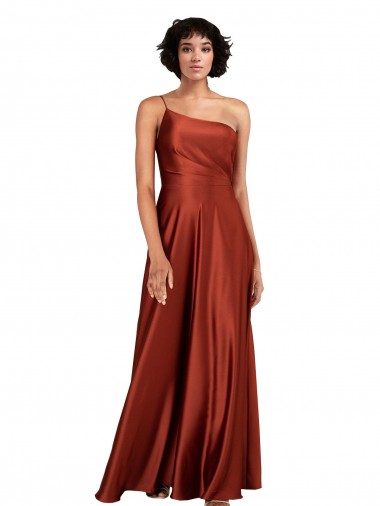 Sleeveless Burnt Orange A-Line One Shoulder Black Tie Evening Gown / Prom Dress / Bridesmaid Dress Maidstone