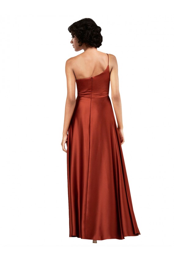 Sleeveless Burnt Orange A-Line One Shoulder Black Tie Evening Gown / Prom Dress / Bridesmaid Dress Maidstone