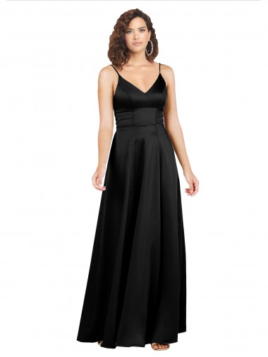 Sleeveless Black V-Back A-Line V-Neck Formal Evening Gown / Prom Dress / Bridesmaid Dress Maidstone