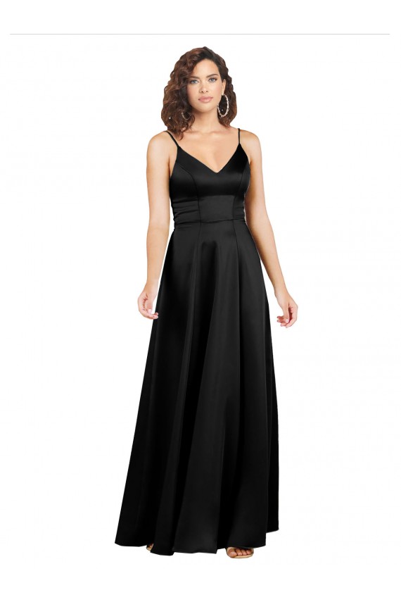 Sleeveless Black V-Back A-Line V-Neck Formal Evening Gown / Prom Dress / Bridesmaid Dress Maidstone
