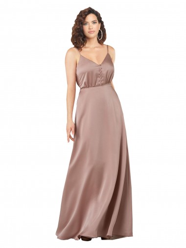Sleeveless Dusty Pink A-Line V-Neck Formal Evening Gown / Bridesmaid Dress Maidstone