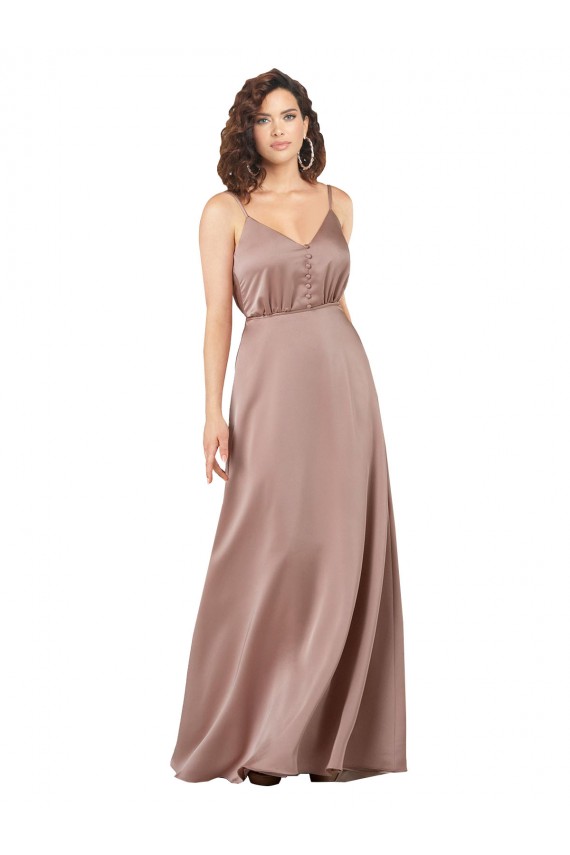 Sleeveless Dusty Pink A-Line V-Neck Formal Evening Gown / Bridesmaid Dress Maidstone