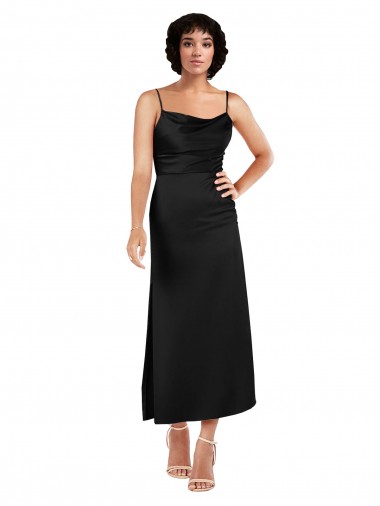 Sleeveless Black A-Line Spaghetti Straps Formal Evening Gown / Prom Dress / Bridesmaid Dress Maidstone