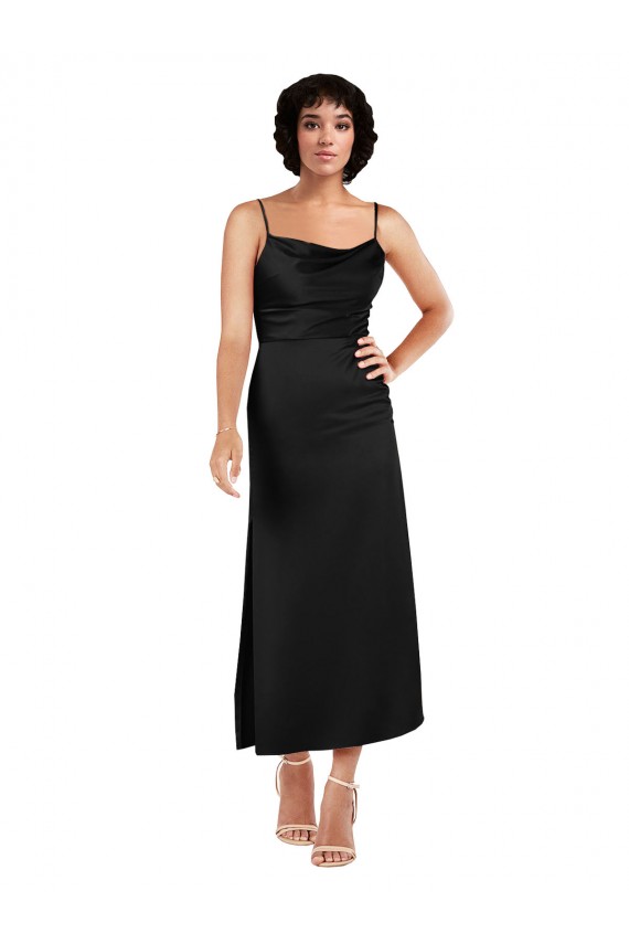 Sleeveless Black A-Line Spaghetti Straps Formal Evening Gown / Prom Dress / Bridesmaid Dress Maidstone