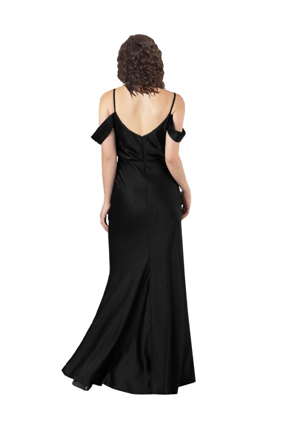 Sleeveless Black Low Back A-Line Off the Shoulder Formal Dress / Bridesmaid Dress Maidstone