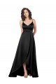 Sleeveless Black Low Back A-Line V-Neck High Low Evening Gown / Prom Dress / Bridesmaid Dress Maidstone
