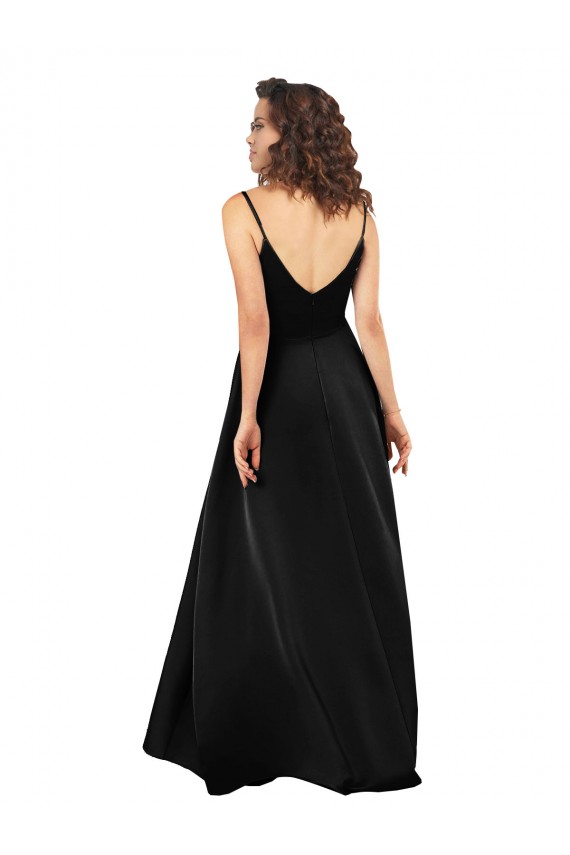 Sleeveless Black Low Back A-Line V-Neck High Low Evening Gown / Prom Dress / Bridesmaid Dress Maidstone