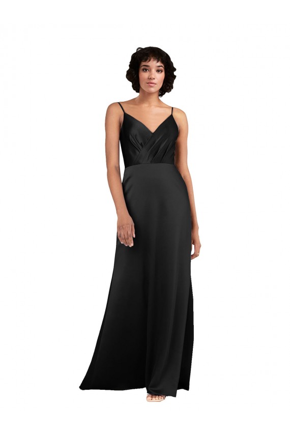 Sleeveless Black Column V-Neck Formal Evening Gown / Prom Dress / Bridesmaid Dress Maidstone