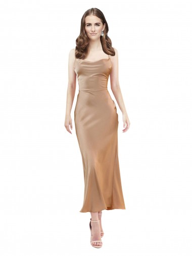 Sleeveless Rose Gold Low Back Sheath Cowl Neck Formal Evening Gown / Prom Dress / Bridesmaid Dress Maidstone