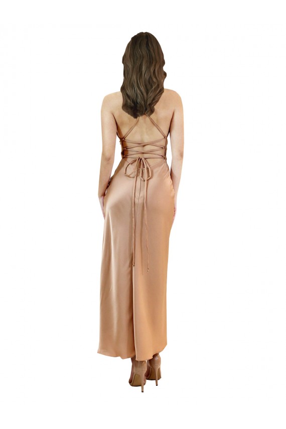 Sleeveless Rose Gold Low Back Sheath Cowl Neck Formal Evening Gown / Prom Dress / Bridesmaid Dress Maidstone