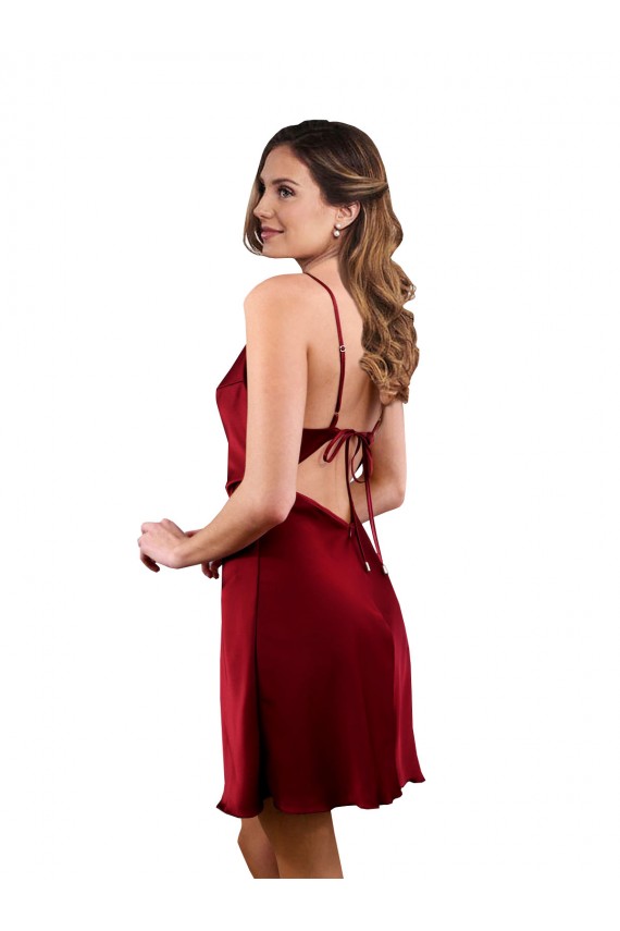 Sleeveless Burgundy Criss Cross Open Back Sheath Cowl Neck Formal Evening Gown / Prom Dress / Bridesmaid Dress Maidstone