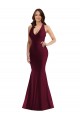 Sleeveless Burgundy Open Back Mermaid V-Neck Formal Plus Size Evening Gown / Prom Dress / Bridesmaid Dress Maidstone
