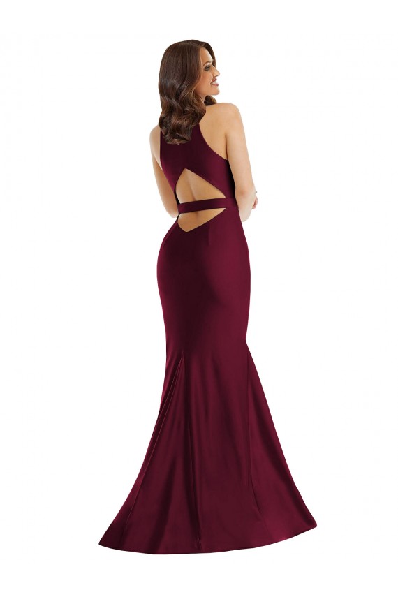Sleeveless Burgundy Open Back Mermaid V-Neck Formal Plus Size Evening Gown / Prom Dress / Bridesmaid Dress Maidstone