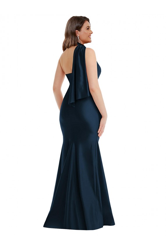 Sleeveless Dark Navy Mermaid One Shoulder Formal Plus Size Evening Gown / Prom Dress / Bridesmaid Dress Maidstone