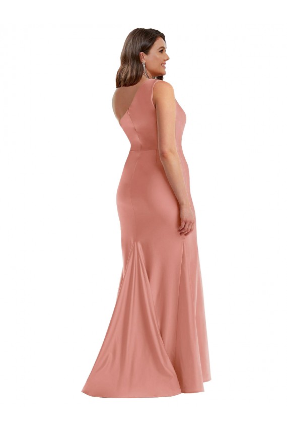 Sleeveless Georgia Peach Mermaid One Shoulder Black Tie Plus Size Evening Gown / Prom Dress / Bridesmaid Dress Maidstone
