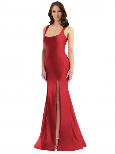 Sleeveless Red Mermaid Square Neck Formal Plus Size Evening Gown / Prom Dress / Bridesmaid Dress Maidstone