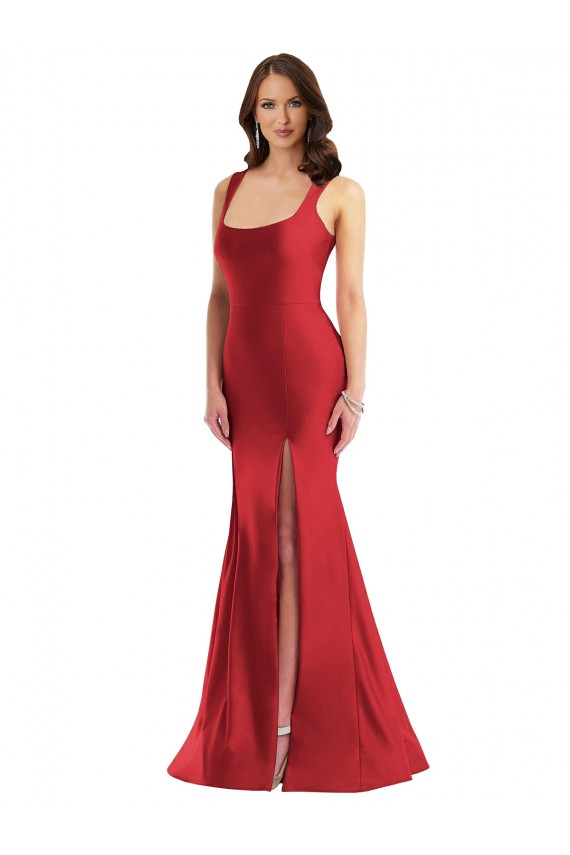 Sleeveless Red Mermaid Square Neck Formal Plus Size Evening Gown / Prom Dress / Bridesmaid Dress Maidstone
