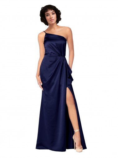 Sleeveless Sapphire A-Line One Shoulder Black Tie Evening Gown / Prom Dress / Bridesmaid Dress Maidstone