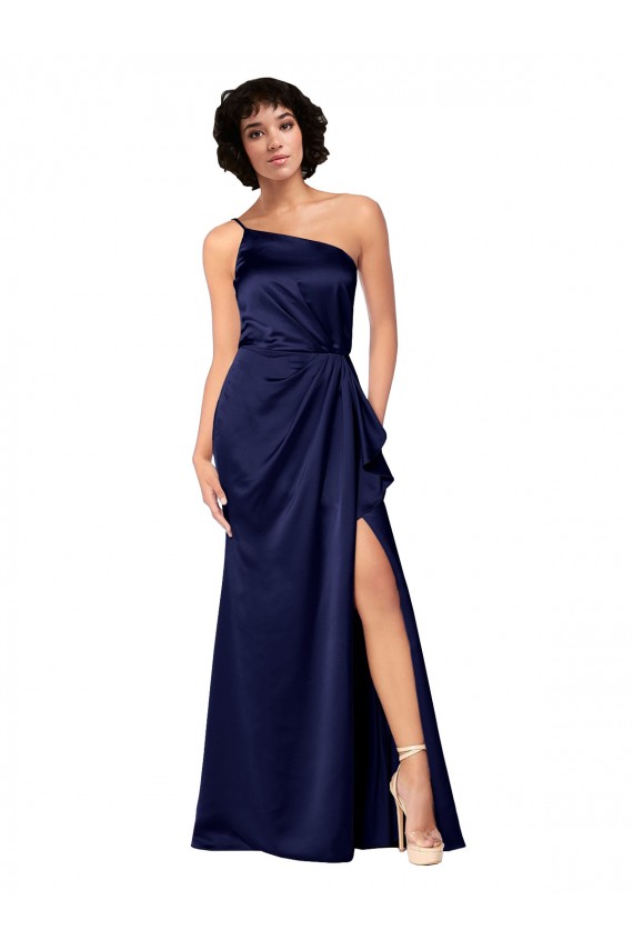 Sleeveless Sapphire A-Line One Shoulder Black Tie Evening Gown / Prom Dress / Bridesmaid Dress Maidstone