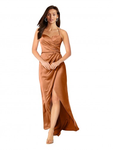 Sleeveless Orange Low Back A-Line Spaghetti Straps High Low Evening Gown / Prom Dress / Bridesmaid Dress Maidstone