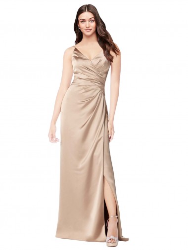 Sleeveless Champagne Pink Low Back A-Line Spaghetti Straps Formal Evening Gown / Prom Dress / Bridesmaid Dress Maidstone