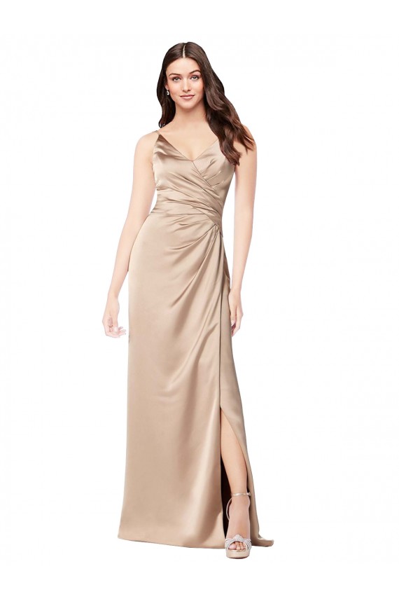 Sleeveless Champagne Pink Low Back A-Line Spaghetti Straps Formal Evening Gown / Prom Dress / Bridesmaid Dress Maidstone