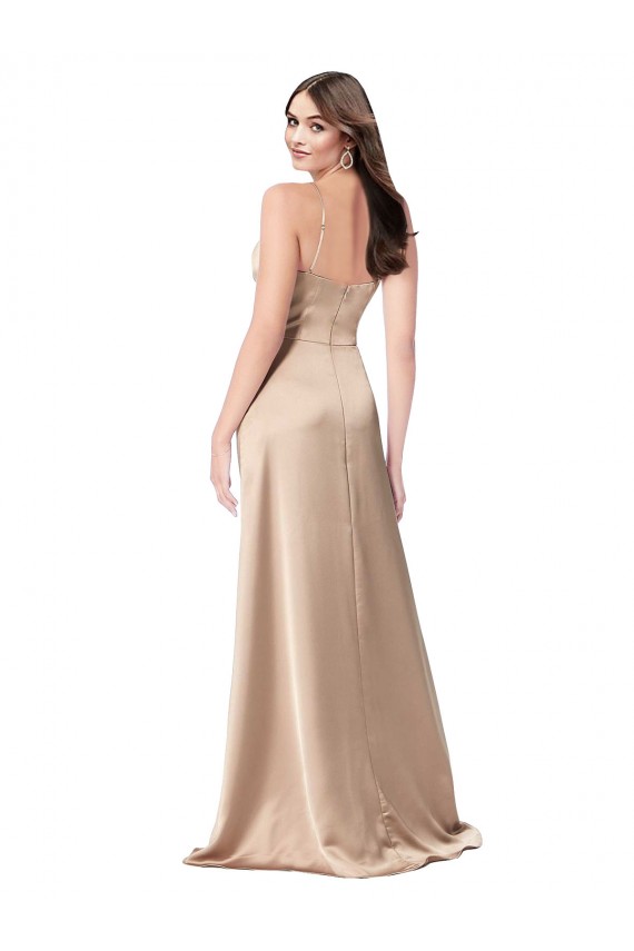 Sleeveless Champagne Pink Low Back A-Line Spaghetti Straps Formal Evening Gown / Prom Dress / Bridesmaid Dress Maidstone