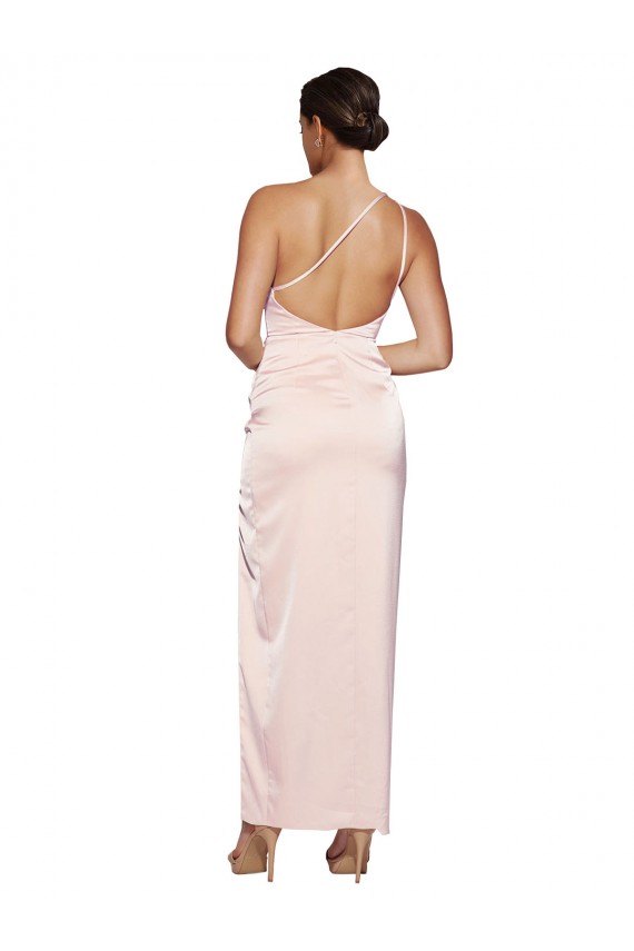 Sleeveless Pink Low Back A-Line One Shoulder Semi Formal Evening Dress / Prom Dress / Bridesmaid Dress Maidstone