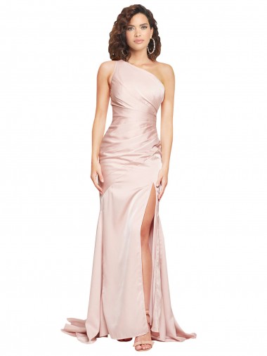 Sleeveless Pink Sheath One Shoulder Black Tie Evening Dress / Prom Dress / Bridesmaid Dress Maidstone
