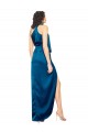 Sleeveless Peacock Blue Sheath Halter Neck Formal Evening Gown / Prom Dress / Bridesmaid Dress Maidstone
