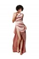 Sleeveless Dusty Pink Open Back A-Line One Shoulder Formal Evening Gown / Prom Dress / Bridesmaid Dress Maidstone