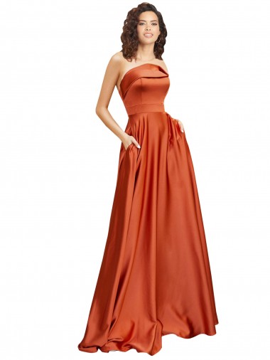 Sleeveless Burnt Orange Low Back A-Line Round Neck Formal Evening Gown / Prom Dress / Bridesmaid Dress Maidstone