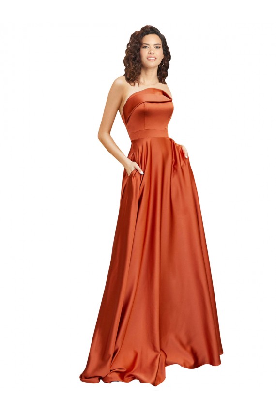 Sleeveless Burnt Orange Low Back A-Line Round Neck Formal Evening Gown / Prom Dress / Bridesmaid Dress Maidstone