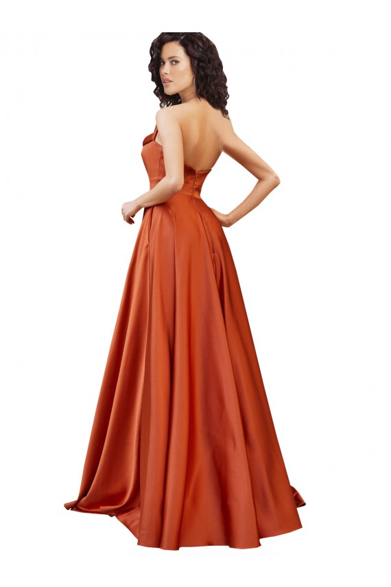 Sleeveless Burnt Orange Low Back A-Line Round Neck Formal Evening Gown / Prom Dress / Bridesmaid Dress Maidstone