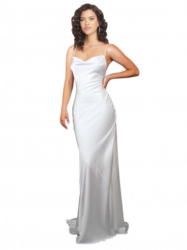 Sleeveless White Criss Cross Open Back Sheath Cowl Neck Beach Wedding Dresses Maidstone