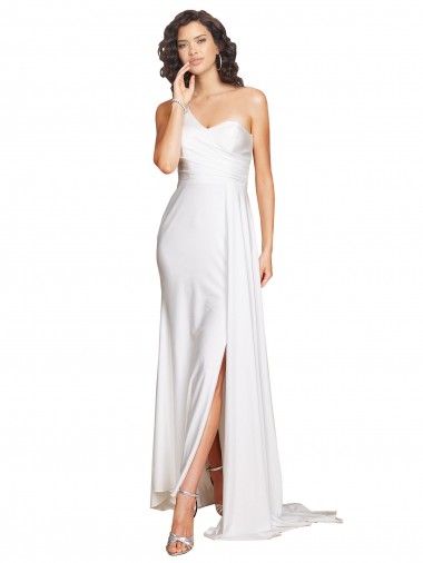 Sleeveless White A-Line One Shoulder Wedding Dress Maidstone