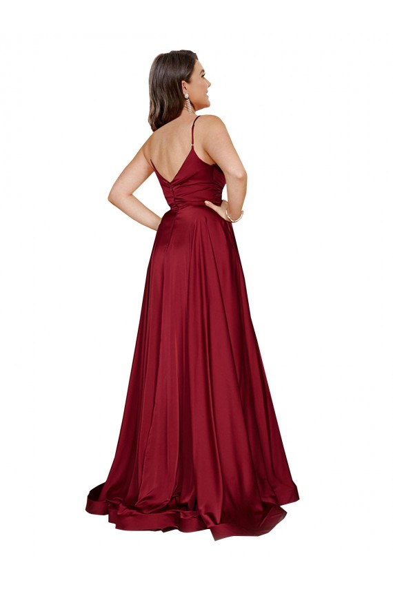 Sleeveless French Blue Low Back A-Line Spaghetti Straps Black Tie Evening Gown / Prom Dress / Bridesmaid Dress Maidstone