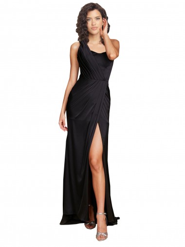 Sleeveless Black A-Line One Shoulder Evening Dress / Bridesmaid Dress Maidstone