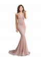 Sleeveless Dusty Pink Low Back Mermaid V-Neck Formal Evening Gown / Prom Dress / Bridesmaid Dress Maidstone