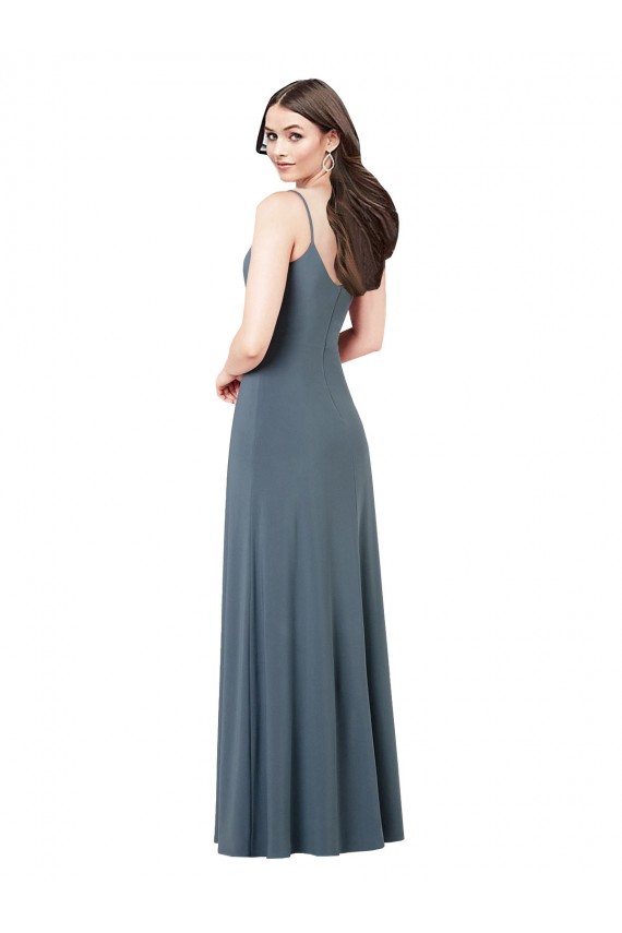 Sleeveless Slate Grey Low Back A-Line V-Neck Prom Dress / Bridesmaid Dress Maidstone